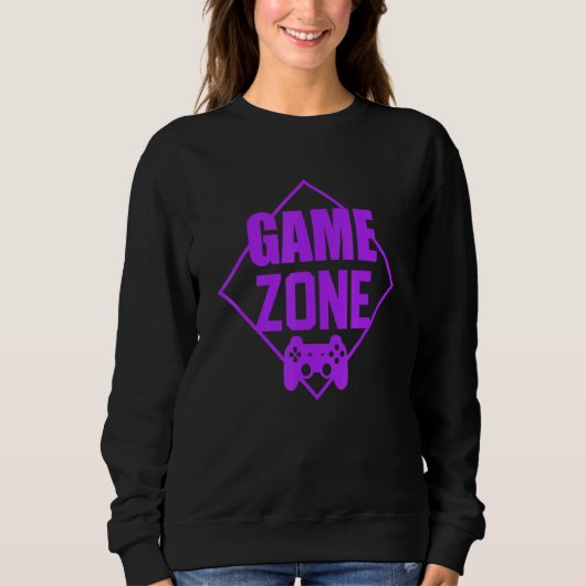 Game Zone Controller Purple Video Game Gamer Shirt スウェットシャツ (正面)
