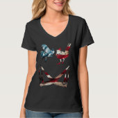 GameFowl American Flag sparring Rooster Gaff game  Tシャツ (正面)