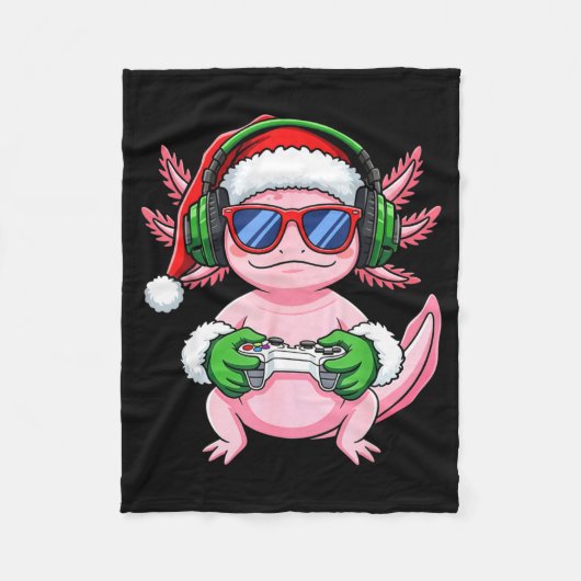 Gamer Axolotl Christmas Shirt Funny Video Game San フリースブランケット (正面)