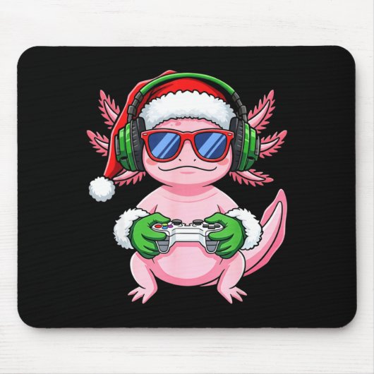 Gamer Axolotl Christmas Shirt Funny Video Game San マウスパッド (正面)