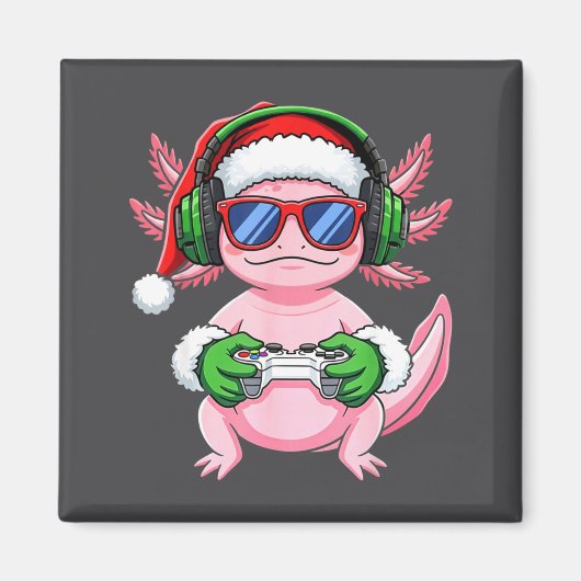 Gamer Axolotl Christmas Shirt Funny Video Game San マグネット (正面)