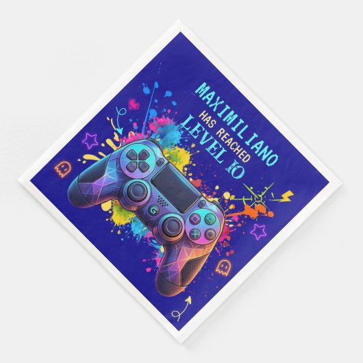 Gamer Birthday Blue Splatter Paint Video Game (コーナー)