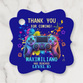 Gamer Birthday Blue Splatter Paint Video Game フェイバータグ