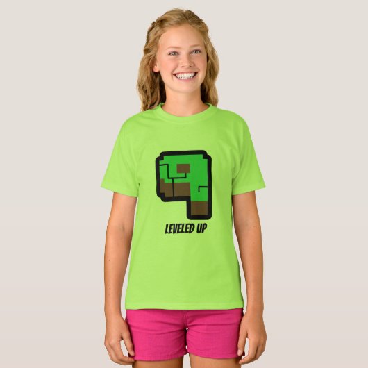 Gamer Birthday Building Pixel Green Level 9  Tシャツ (正面フル)