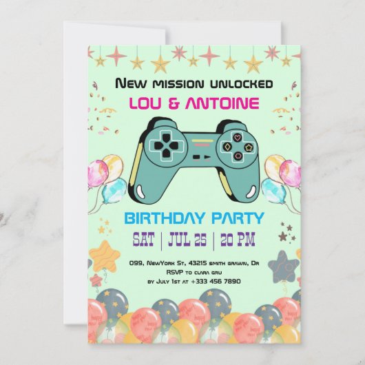 Gamer Birthday Invitation 招待状 (正面)