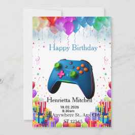 Gamer Birthday Invitation Card | Video Game Party  招待状