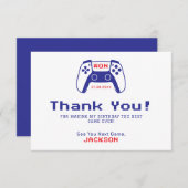 Gamer Boys Gaming Birthday Party サンキューカード (正面/裏面)