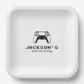 Gamer Boys Simple Modern Birthday Party ペーパープレート (正面)