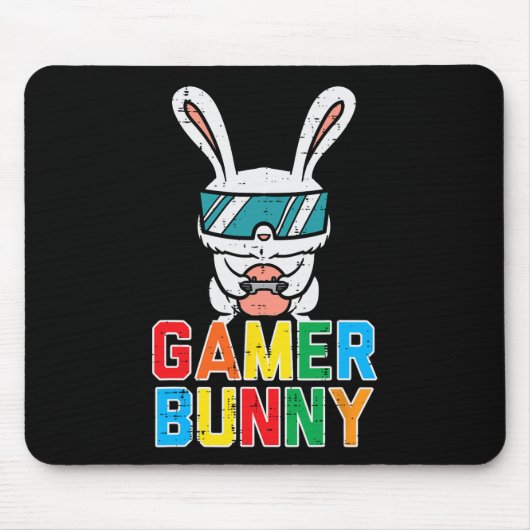 Gamer Bunny Cute Easter Video Game Gaming Boys Kid マウスパッド (正面)