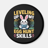Gamer Bunny Easter Egg Hunt Level Up Magnet マグネット (正面)