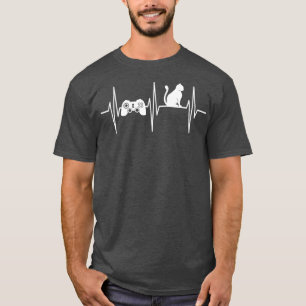 Gamer Catゲーム猫好きのハートビートビデオ Tシャツ