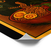 Gamer Cat Eating Ramen Japanese Style ポスター (角)