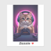 Gamer Cat Kids Sticker – Funny Cartoon Kitten シール (シート)