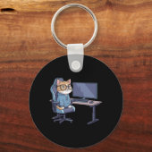 Gamer Cat Squad Funny Meme 1  キーホルダー (正面)