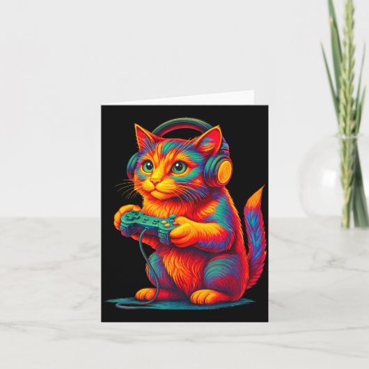 Gamer Cat Video Games Boys Teen Men Girls Funny Gi カード (正面)