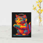 Gamer Cat Video Games Boys Teen Men Girls Funny Gi カード (黄色い花)