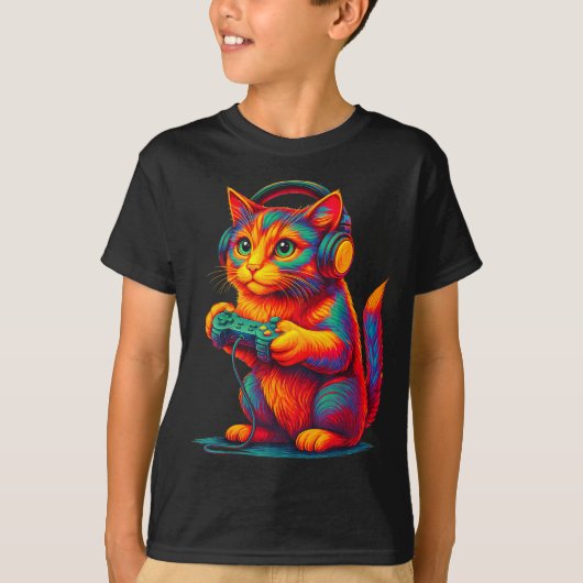 Gamer Cat Video Games Boys Teen Men Girls Funny Gi Tシャツ (正面)