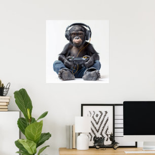 Gamer Chimpのポスターまたはダウンロー子供へド ポスター