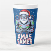Gamer Christmas Gifts Cyber Santa Robot Xmas Gamer カフェラテマグ (正面)