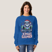 Gamer Christmas Gifts Cyber Santa Robot Xmas Gamer スウェットシャツ (正面フル)