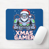 Gamer Christmas Gifts Cyber Santa Robot Xmas Gamer マウスパッド (マウス)