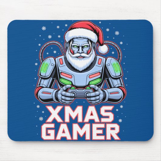 Gamer Christmas Gifts Cyber Santa Robot Xmas Gamer マウスパッド (正面)