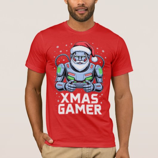 Gamer Christmas Gifts Cyber Santa Robot Xmas Gamer Tシャツ (正面)