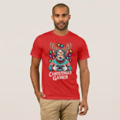 Gamer Christmas Gifts Reindeer Gaming Tシャツ (正面フル)