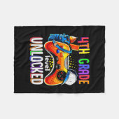 Gamer Ck To School Gamepad 4th Fourth Grade Level フリースブランケット (正面(横))