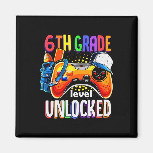 Gamer Ck To School Gamepad Sixth 6th Grade Level U マグネット (正面)