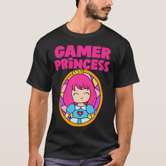 Gamer Cute Princess Video Game  For Her Tシャツ (正面)