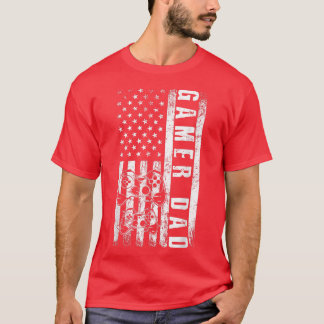 Gamer DAD American Flag Funny Video Gaming Father' Tシャツ