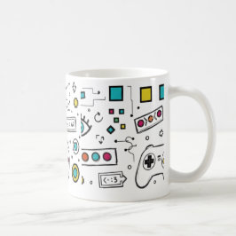 Gamer Doodle Art Cool Tech  Gaming Pattern  コーヒーマグカップ