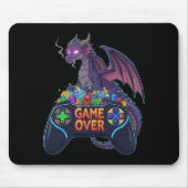 Gamer Dragon Guarding RPG Dice Hoard on "Game Over マウスパッド (正面)