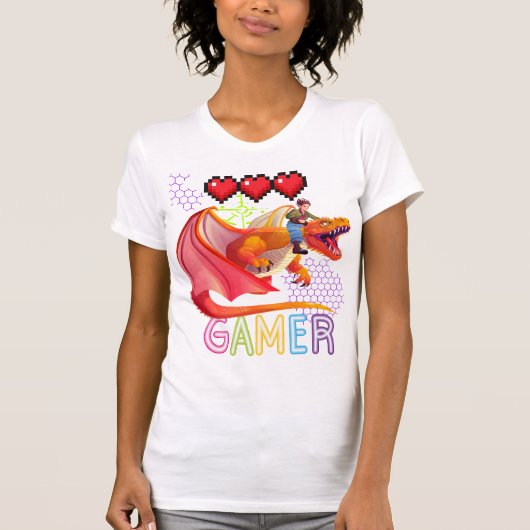 Gamer Dragon Mom – Cute Fantasy Gaming Dragon Mom  Tシャツ (正面)