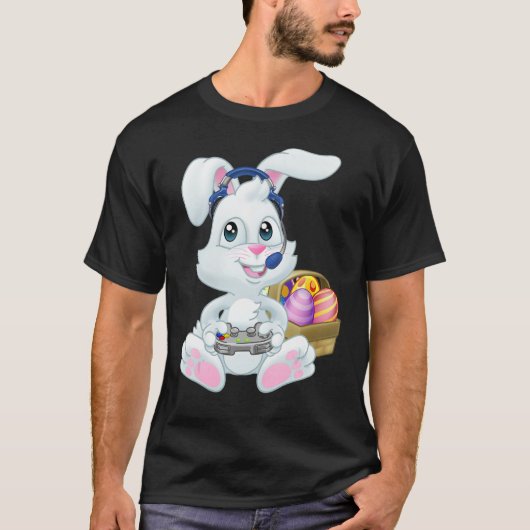 Gamer Easter Bunny Rabbit Video Game Player with C Tシャツ (正面)