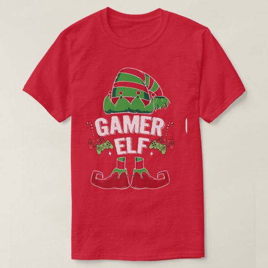 Gamer Elf Graphic Video Game Player Gaming Nerd Ge Tシャツ (デザイン正面)