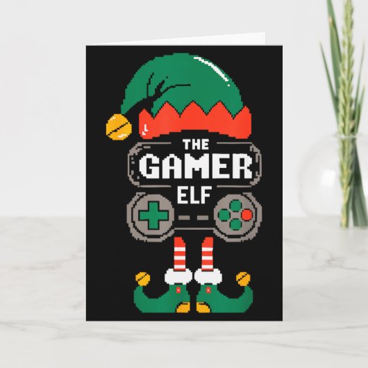 Gamer Elf Matching Family Group Christmas Party Py カード (正面)