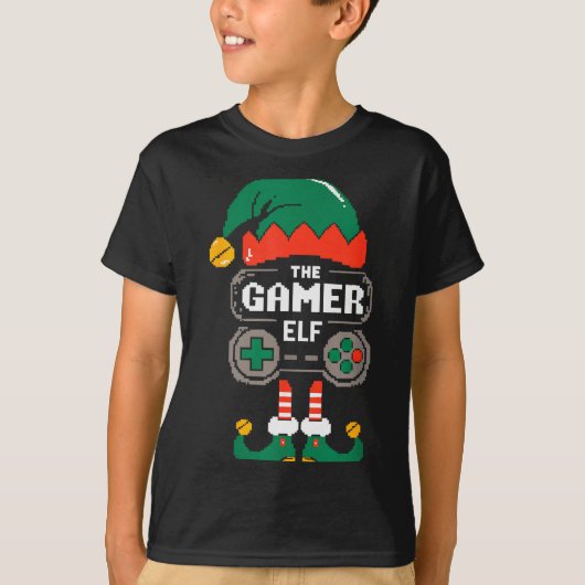 Gamer Elf Matching Family Group Christmas Party Py Tシャツ (正面)