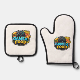 Gamer Food Oven Mitts – Funny Gaming Kitchen 鍋つかみ&鍋敷きセット