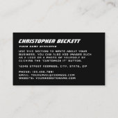 Gamer for Life、ビデオゲーム開発者、デザイナー 名刺 (裏面)