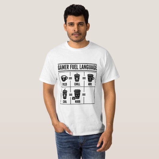 Gamer Fuel Language Funny Coffee Gaming Infographi Tシャツ (正面フル)
