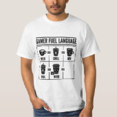 Gamer Fuel Language Funny Coffee Gaming Infographi Tシャツ (正面)
