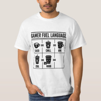 Gamer Fuel Language Funny Coffee Gaming Infographi Tシャツ