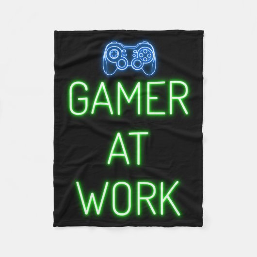 Gamer Gift | Gamer At Work フリースブランケット (正面)