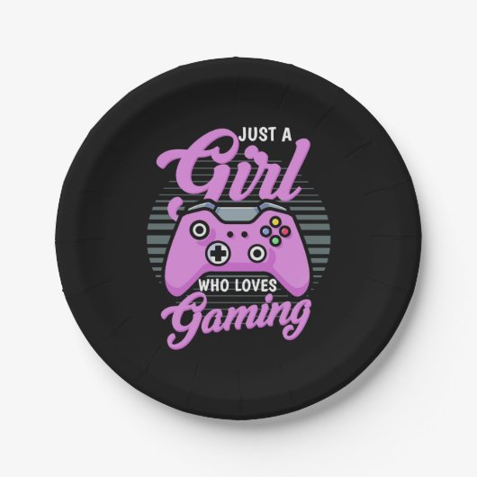 Gamer Gift | Just A Girl Who Loves Gaming ペーパープレート (正面)
