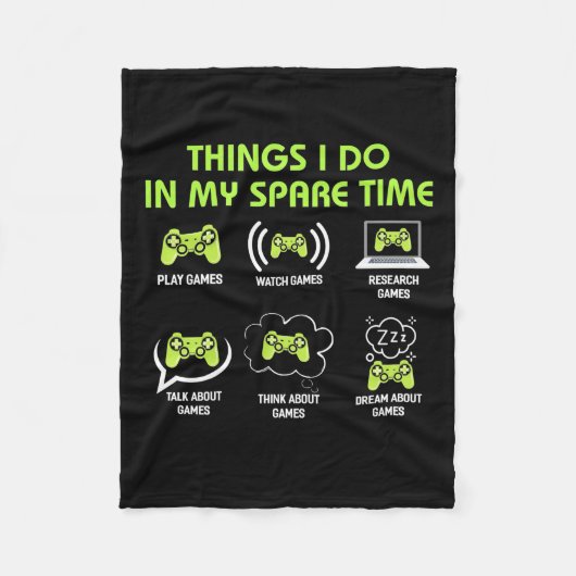 Gamer Gift | Things Gamer Do In My Spare Time フリースブランケット (正面)