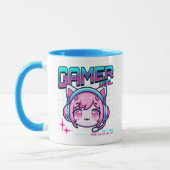Gamer Girl Cat Coffee Mug マグカップ (左)