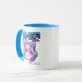 Gamer Girl Cat Coffee Mug マグカップ (正面左)