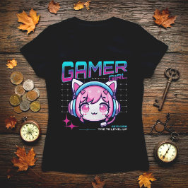 Gamer Girl Cat T-Shirt Tシャツ